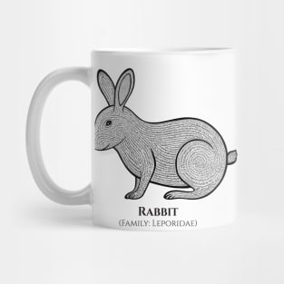 Rabbit with Latin Name - animal ink art design - on white Mug